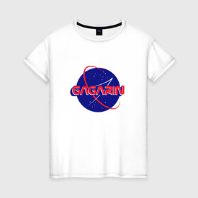 Женская футболка хлопок с принтом Yury Gagarin NASA в Тюмени, 100% хлопок | прямой крой, круглый вырез горловины, длина до линии бедер, слегка спущенное плечо | korolev | merch | roscosmos | roskosmos | space | ussr | vostok | байконур | восток | день космонавтики | королёв | космонавт | космос | мерч | миссия мира | наса | первый человек в космосе | поехали | ракета | роскосмос