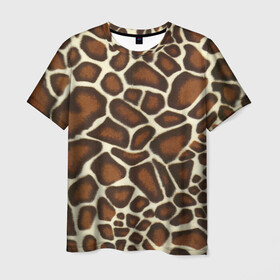 Мужская футболка 3D с принтом Жираф в Тюмени, 100% полиэфир | прямой крой, круглый вырез горловины, длина до линии бедер | giraffe | животное | жираф | пятна | текстура