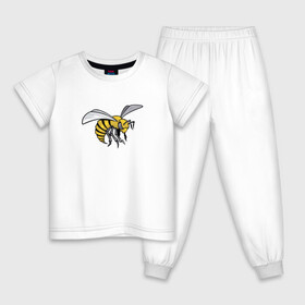 Детская пижама хлопок с принтом Грозная Пчела в Тюмени, 100% хлопок |  брюки и футболка прямого кроя, без карманов, на брюках мягкая резинка на поясе и по низу штанин
 | грозная пчела | злая пчела | насекомое | пчела | пчела воин | рисунок