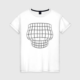 Женская футболка хлопок с принтом БОЛЬШАЯ ГРУДЬ ИЛЛЮЗИЯ в Тюмени, 100% хлопок | прямой крой, круглый вырез горловины, длина до линии бедер, слегка спущенное плечо | big boobs | boobs | optical illusion | большая грудь | геометрия | иллюзия | обман
