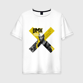 Женская футболка хлопок Oversize с принтом DMX rest in peace в Тюмени, 100% хлопок | свободный крой, круглый ворот, спущенный рукав, длина до линии бедер
 | Тематика изображения на принте: dmx | hip | hip hop | hop | music | rap | бультерьер | бурбуль | дмикс | дог | питбули | питбуль | реп | ротвейлер | рэп | собаки | хип хоп | черно белая фотография