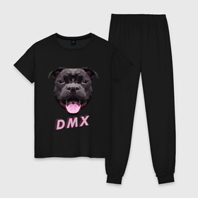 Женская пижама хлопок с принтом DMX Low Poly Boomer Dog в Тюмени, 100% хлопок | брюки и футболка прямого кроя, без карманов, на брюках мягкая резинка на поясе и по низу штанин | 3d | 3д | abstract | boomer | dog | dogs | grand champ | nfs game | puppy | raff ryders | staff | stafford | year of the dog | абстракция | бумер | лоу поли | пёс | питбуль | полигоны | порода | рэпер | рэппер | стафф | стаффорд | стаффордширский