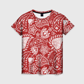 Женская футболка 3D с принтом Фракталы в Тюмени, 100% полиэфир ( синтетическое хлопкоподобное полотно) | прямой крой, круглый вырез горловины, длина до линии бедер | fractal | ornament | звезды | лепестки | лес | листья | орнамент | растения | фракталы | хмель | цветы | шишки