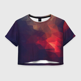 Женская футболка Crop-top 3D с принтом Лавовый вектор в Тюмени, 100% полиэстер | круглая горловина, длина футболки до линии талии, рукава с отворотами | арт | вектор | векторный рисунок | геометрические фигуры | геометрия | дым | лава | магма | рисунок