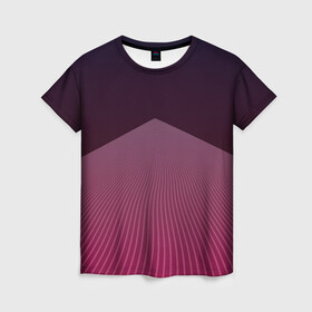 Женская футболка 3D с принтом Неоновая дорога в Тюмени, 100% полиэфир ( синтетическое хлопкоподобное полотно) | прямой крой, круглый вырез горловины, длина до линии бедер | арт | вектор | векторный рисунок | геометрические фигуры | геометрия | дорога | неон | полосы | рисунок