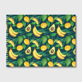 Альбом для рисования с принтом Фрукты в Тюмени, 100% бумага
 | матовая бумага, плотность 200 мг. | avokado | авокадо | бананы | лимоны | фрукты