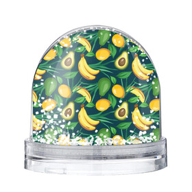 Снежный шар с принтом Фрукты в Тюмени, Пластик | Изображение внутри шара печатается на глянцевой фотобумаге с двух сторон | avokado | авокадо | бананы | лимоны | фрукты