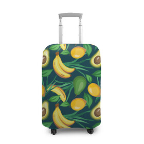 Чехол для чемодана 3D с принтом Фрукты в Тюмени, 86% полиэфир, 14% спандекс | двустороннее нанесение принта, прорези для ручек и колес | avokado | авокадо | бананы | лимоны | фрукты
