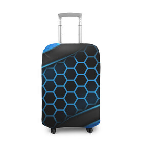 Чехол для чемодана 3D с принтом 3D luxury blue 3Д СОТЫ и плиты в Тюмени, 86% полиэфир, 14% спандекс | двустороннее нанесение принта, прорези для ручек и колес | luxury | versace | vip | абстракция | версаче | вип | паттерн | роскошь | текстуры