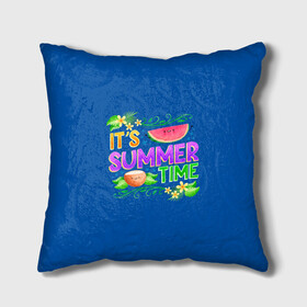 Подушка 3D с принтом Время лета в Тюмени, наволочка – 100% полиэстер, наполнитель – холлофайбер (легкий наполнитель, не вызывает аллергию). | состоит из подушки и наволочки. Наволочка на молнии, легко снимается для стирки | summer | арбуз | кокос | лето | цветы