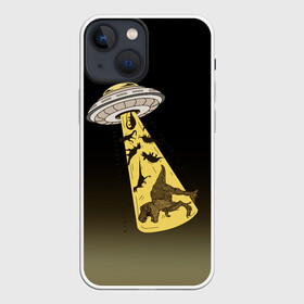Чехол для iPhone 13 mini с принтом НЛО похищает динозавров в Тюмени,  |  | дино | динозавры | инопланетяни | летающая тарелка | наса | нло