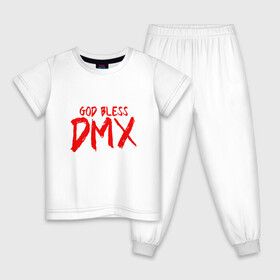Детская пижама хлопок с принтом God Bless DMX в Тюмени, 100% хлопок |  брюки и футболка прямого кроя, без карманов, на брюках мягкая резинка на поясе и по низу штанин
 | Тематика изображения на принте: dmx | dog | earl simmons | hip hop | music | new york | rap | rapper | rip | ruff ryders | диэмикс | музыка | нью йорк | пёс | рэп | рэпер | хипхоп | эрл симмонс