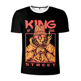 Мужская футболка 3D спортивная с принтом KING Street в Тюмени, 100% полиэстер с улучшенными характеристиками | приталенный силуэт, круглая горловина, широкие плечи, сужается к линии бедра | Тематика изображения на принте: animal | brutal | king | megane | of | street | the | горила | животное | зверь | король | обезьяна | реп | улиц | хипстер