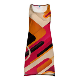 Платье-майка 3D с принтом Traffic в Тюмени, 100% полиэстер | полуприлегающий силуэт, широкие бретели, круглый вырез горловины, удлиненный подол сзади. | abstract | pink | purple | vector | линии | оранжевый | розовый