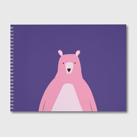 Альбом для рисования с принтом Розовый мишка в Тюмени, 100% бумага
 | матовая бумага, плотность 200 мг. | Тематика изображения на принте: альпака | звезды | медведь | мишка | ночь
