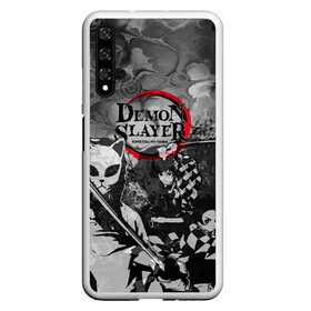 Чехол для Honor 20 с принтом The demons must die в Тюмени, Силикон | Область печати: задняя сторона чехла, без боковых панелей | Тематика изображения на принте: anime | demon slayers | аниме | клинок рассекающий демонов | манга | мультфильм | персонажи | танджиро камадо