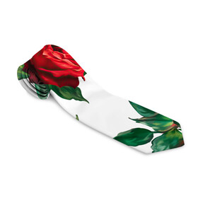 Галстук 3D с принтом Розы в Тюмени, 100% полиэстер | Длина 148 см; Плотность 150-180 г/м2 | Тематика изображения на принте: арт | белая роза | белые розы | белые цветы | белый цветок | большие цветы | большой цветок | красная роза | красные розы | красные цветы | красный цветок | поле | поле цветов | рисунок | роза | розы