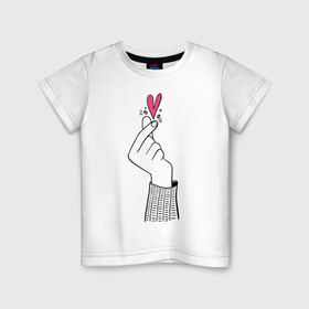 Детская футболка хлопок с принтом Саранхэ в Тюмени, 100% хлопок | круглый вырез горловины, полуприлегающий силуэт, длина до линии бедер | k pop | любовь | рука девушки | саранхэ | сердце