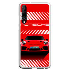 Чехол для Honor P30 с принтом PORSCHE / ПОРШЕ / RED STYLE в Тюмени, Силикон | Область печати: задняя сторона чехла, без боковых панелей | Тематика изображения на принте: 911 | auto | carrera | cayenne | macan | porsche | sportcar | taycan | автомобиль | градиент. | каен | карера | красный | макан | полосы | порш | порше | спорт | спорткар | тайкан