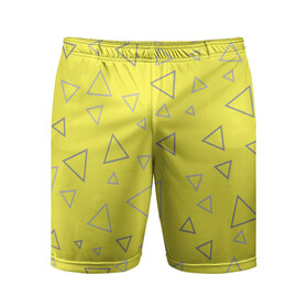 Мужские шорты спортивные с принтом Желтый и серый | Yellow & gray в Тюмени,  |  | gray | triangle | yellow | желтый | серый | треугольник
