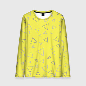 Мужской лонгслив 3D с принтом Желтый и серый | Yellow & gray в Тюмени, 100% полиэстер | длинные рукава, круглый вырез горловины, полуприлегающий силуэт | gray | triangle | yellow | желтый | серый | треугольник
