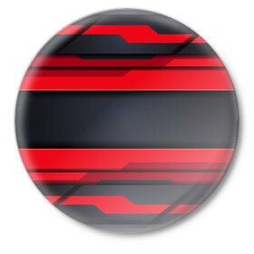 Значок с принтом Red and Black 3D abstract в Тюмени,  металл | круглая форма, металлическая застежка в виде булавки | luxury | versace | vip | абстракция | версаче | вип | паттерн | роскошь | текстуры
