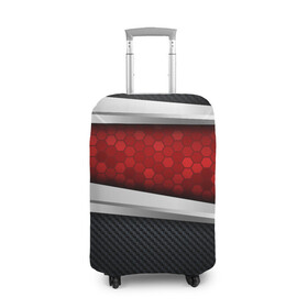 Чехол для чемодана 3D с принтом 3D Красные соты металлические в Тюмени, 86% полиэфир, 14% спандекс | двустороннее нанесение принта, прорези для ручек и колес | luxury | versace | vip | абстракция | версаче | вип | паттерн | роскошь | текстуры