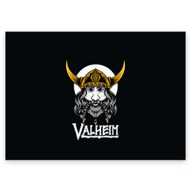 Поздравительная открытка с принтом Valheim Viking в Тюмени, 100% бумага | плотность бумаги 280 г/м2, матовая, на обратной стороне линовка и место для марки
 | Тематика изображения на принте: fantasy | mmo | valheim | valve | валхейм | вальхейм | викинги | выживалка | игра | королевская битва | ммо | ролевая игра | фэнтази