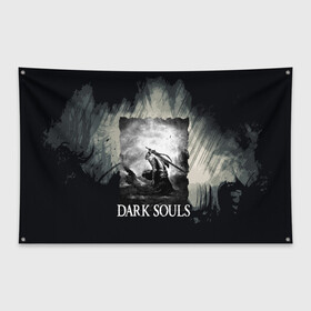 Флаг-баннер с принтом DARK SOULS 3 в Тюмени, 100% полиэстер | размер 67 х 109 см, плотность ткани — 95 г/м2; по краям флага есть четыре люверса для крепления | dark souls | darksouls | tegunvte | демоны | рыцарь | средневековье | темные души