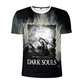 Мужская футболка 3D спортивная с принтом DARK SOULS 3 в Тюмени, 100% полиэстер с улучшенными характеристиками | приталенный силуэт, круглая горловина, широкие плечи, сужается к линии бедра | dark souls | darksouls | tegunvte | демоны | рыцарь | средневековье | темные души