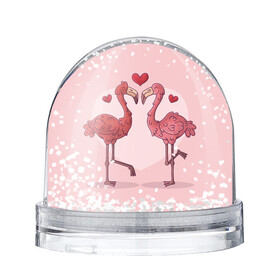 Снежный шар с принтом Влюбленные Фламинго в Тюмени, Пластик | Изображение внутри шара печатается на глянцевой фотобумаге с двух сторон | love | любовь | птицы | сердца | фламинго