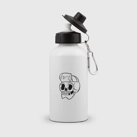 Бутылка спортивная с принтом Череп в Тюмени, металл | емкость — 500 мл, в комплекте две пластиковые крышки и карабин для крепления | skull | голова | скелет | череп | черепок