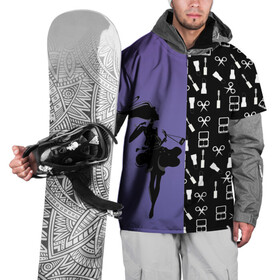 Накидка на куртку 3D с принтом Косметичка в Тюмени, 100% полиэстер |  | визажистам | девушка. тушь | ножницы | помада | тени