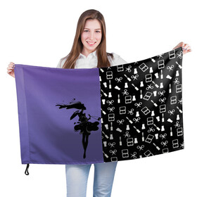 Флаг 3D с принтом Косметичка в Тюмени, 100% полиэстер | плотность ткани — 95 г/м2, размер — 67 х 109 см. Принт наносится с одной стороны | визажистам | девушка. тушь | ножницы | помада | тени