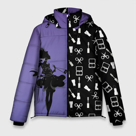Мужская зимняя куртка 3D с принтом Косметичка в Тюмени, верх — 100% полиэстер; подкладка — 100% полиэстер; утеплитель — 100% полиэстер | длина ниже бедра, свободный силуэт Оверсайз. Есть воротник-стойка, отстегивающийся капюшон и ветрозащитная планка. 

Боковые карманы с листочкой на кнопках и внутренний карман на молнии. | визажистам | девушка. тушь | ножницы | помада | тени