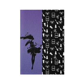 Обложка для паспорта матовая кожа с принтом Косметичка в Тюмени, натуральная матовая кожа | размер 19,3 х 13,7 см; прозрачные пластиковые крепления | визажистам | девушка. тушь | ножницы | помада | тени