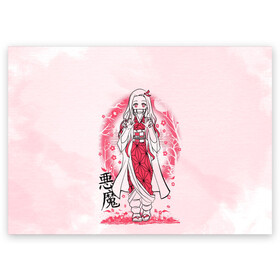 Поздравительная открытка с принтом Незуко Камадо Kimetsu no Yaiba в Тюмени, 100% бумага | плотность бумаги 280 г/м2, матовая, на обратной стороне линовка и место для марки
 | demon slayer | kamado | kimetsu no yaiba | nezuko | tanjiro | аниме | гию томиока | зеницу агацума | иноске хашибира | камадо | клинок | корзинная девочка | манга | музан кибуцуджи | незуко | рассекающий демонов | танджиро