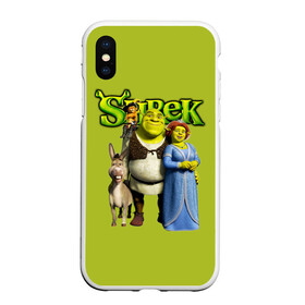 Чехол для iPhone XS Max матовый с принтом Шрек Shrek в Тюмени, Силикон | Область печати: задняя сторона чехла, без боковых панелей | Тематика изображения на принте: cartoon | fiona | shrek | болото | детям | комедия | кот в сапогах | мультик | огр | осел | персонажи мультфильмов | тролль | фиона | шрек