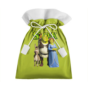 Подарочный 3D мешок с принтом Шрек Shrek в Тюмени, 100% полиэстер | Размер: 29*39 см | cartoon | fiona | shrek | болото | детям | комедия | кот в сапогах | мультик | огр | осел | персонажи мультфильмов | тролль | фиона | шрек