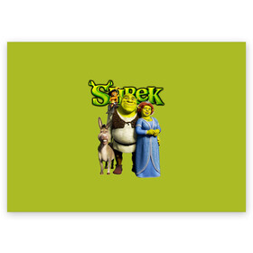 Поздравительная открытка с принтом Шрек Shrek в Тюмени, 100% бумага | плотность бумаги 280 г/м2, матовая, на обратной стороне линовка и место для марки
 | cartoon | fiona | shrek | болото | детям | комедия | кот в сапогах | мультик | огр | осел | персонажи мультфильмов | тролль | фиона | шрек