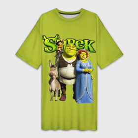 Платье-футболка 3D с принтом Шрек Shrek в Тюмени,  |  | cartoon | fiona | shrek | болото | детям | комедия | кот в сапогах | мультик | огр | осел | персонажи мультфильмов | тролль | фиона | шрек
