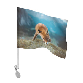 Флаг для автомобиля с принтом Милая лисичка в Тюмени, 100% полиэстер | Размер: 30*21 см | fox | foxy | животное | звери | лиса | лисенок | лисичка | милая | рыжая | фокс