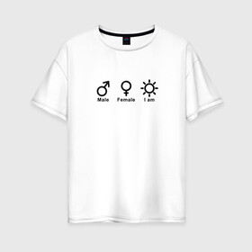Женская футболка хлопок Oversize с принтом Без гендера в Тюмени, 100% хлопок | свободный крой, круглый ворот, спущенный рукав, длина до линии бедер
 | agender | no genger | агендер | гендер