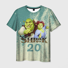 Мужская футболка 3D с принтом Shrek в Тюмени, 100% полиэфир | прямой крой, круглый вырез горловины, длина до линии бедер | dreamworks | shrek | арт | лого | мультфильм | постер | шрек