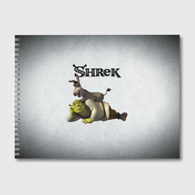 Альбом для рисования с принтом Шрек в Тюмени, 100% бумага
 | матовая бумага, плотность 200 мг. | dreamworks | shrek | арт | лого | мультфильм | постер | шрек