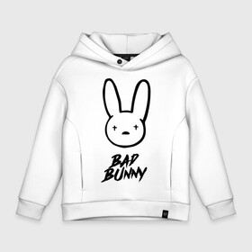 Детское худи Oversize хлопок с принтом Bad Bunny лого в Тюмени, френч-терри — 70% хлопок, 30% полиэстер. Мягкий теплый начес внутри —100% хлопок | боковые карманы, эластичные манжеты и нижняя кромка, капюшон на магнитной кнопке | bad bunny | benito antonio martnez ocasio | hip hop | latin trap | logo | music | rap | rnb | singer | star | бенито антонио мартинес окасио | звезда | латинский трэп | логотип | музыка | певец | рнб | рэп | хип хоп