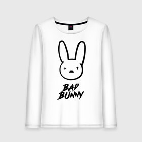 Женский лонгслив хлопок с принтом Bad Bunny лого в Тюмени, 100% хлопок |  | Тематика изображения на принте: bad bunny | benito antonio martnez ocasio | hip hop | latin trap | logo | music | rap | rnb | singer | star | бенито антонио мартинес окасио | звезда | латинский трэп | логотип | музыка | певец | рнб | рэп | хип хоп