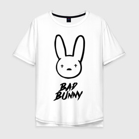Мужская футболка хлопок Oversize с принтом Bad Bunny лого в Тюмени, 100% хлопок | свободный крой, круглый ворот, “спинка” длиннее передней части | bad bunny | benito antonio martnez ocasio | hip hop | latin trap | logo | music | rap | rnb | singer | star | бенито антонио мартинес окасио | звезда | латинский трэп | логотип | музыка | певец | рнб | рэп | хип хоп