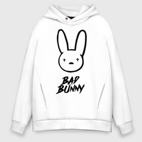 Мужское худи Oversize хлопок с принтом Bad Bunny лого в Тюмени, френч-терри — 70% хлопок, 30% полиэстер. Мягкий теплый начес внутри —100% хлопок | боковые карманы, эластичные манжеты и нижняя кромка, капюшон на магнитной кнопке | bad bunny | benito antonio martnez ocasio | hip hop | latin trap | logo | music | rap | rnb | singer | star | бенито антонио мартинес окасио | звезда | латинский трэп | логотип | музыка | певец | рнб | рэп | хип хоп