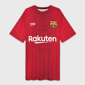 Платье-футболка 3D с принтом FC Barcelona | Goalkeeper 2021 22 в Тюмени,  |  | 0x000000123 | barca | barcelona | elclasico | la liga | messi | pre match | барса | барселона | классико | месси